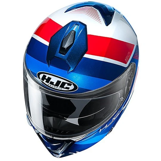 Doppelter Modularer Homologationshelm P / J Moto HJC I90 HOLLEN MC21 Weiß Blau Rot 4 Doppelter Modularer Homologationshelm P / J Moto HJC I90 HOLLEN MC21 Weiß Blau Rot – Bild 2