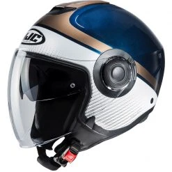Doppelvisier Jet Helm HJC I40 WIROX MC2 Blau Weiß Gold