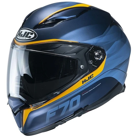 Full Face Fiberglas Helm Doppelvisier HJC F70 FERON MC2SF Blau Gelb Opak 3 Full Face Fiberglas Helm Doppelvisier HJC F70 FERON MC2SF Blau Gelb Opak