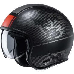 Kundenspezifischer Jet-Helm Aus HJC Fiber V30 ALPI MC1SF Matt Schwarz Rot