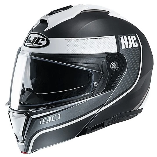 Modularer Helm Doppelte Homologation P / J Moto HJC I90 DAVAN MC10SF Schwarz Matt Weiß 3 Modularer Helm Doppelte Homologation P / J Moto HJC I90 DAVAN MC10SF Schwarz Matt Weiß