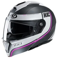 Modularer Helm Doppelte Homologation P / J Moto HJC I90 DAVAN MC8SF Weiß Opaque Pink