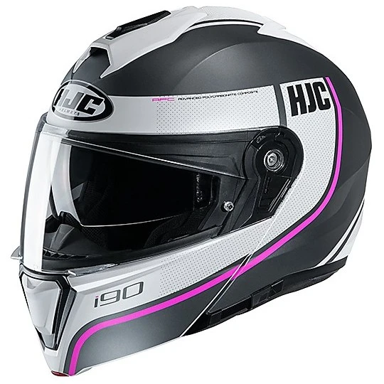 Modularer Helm Doppelte Homologation P / J Moto HJC I90 DAVAN MC8SF Weiß Opaque Pink 3 Modularer Helm Doppelte Homologation P / J Moto HJC I90 DAVAN MC8SF Weiß Opaque Pink
