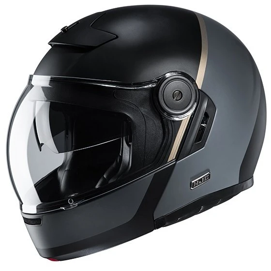 Modularer Motorradhelm Vintage Style HJC V90 MOBIX MC9Sf Schwarz Grau Matt 3 Modularer Motorradhelm Vintage Style HJC V90 MOBIX MC9Sf Schwarz Grau Matt